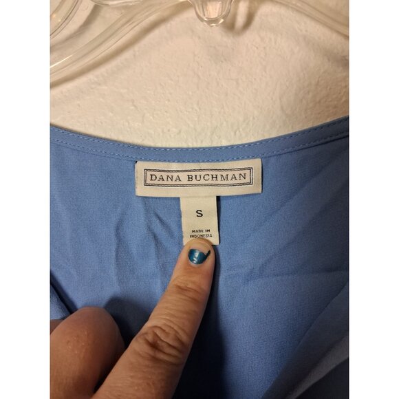 Dana Buchman Blouse Business Casual Tank Top Office Boho Preppy Blue Size Small - Picture 6 of 7